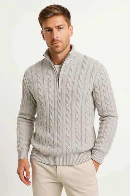 Maglione Uomo Primaverile Classico a Trecce con Zip