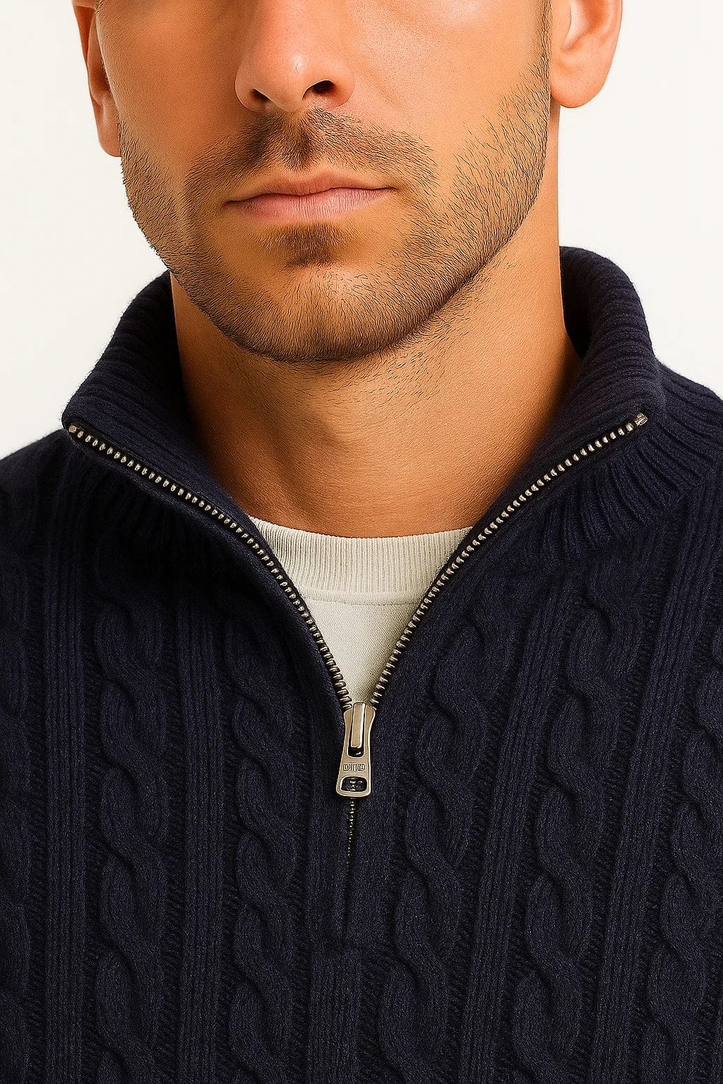 Maglione Uomo Primaverile Classico a Trecce con Zip