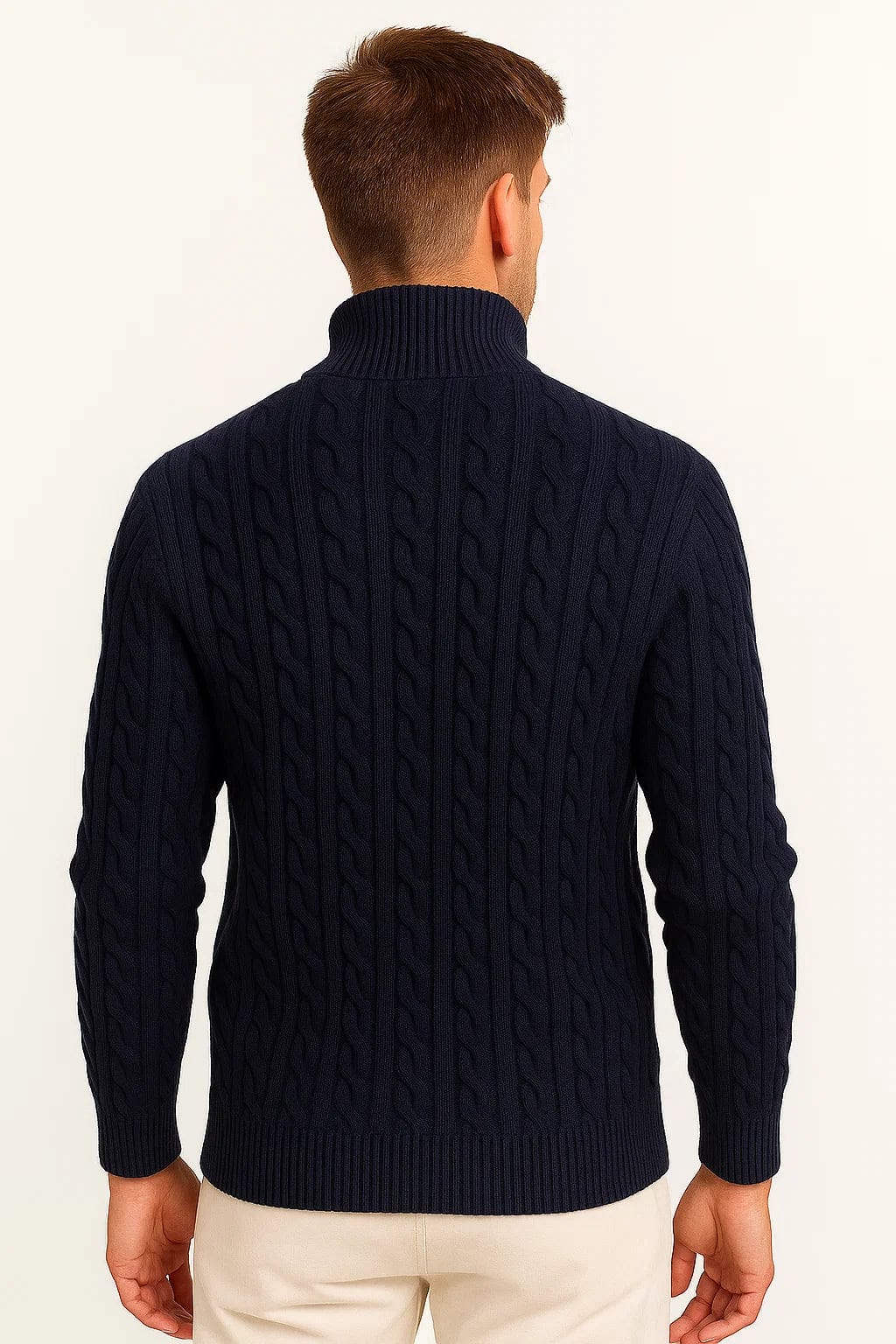 Maglione Uomo Primaverile Classico a Trecce con Zip