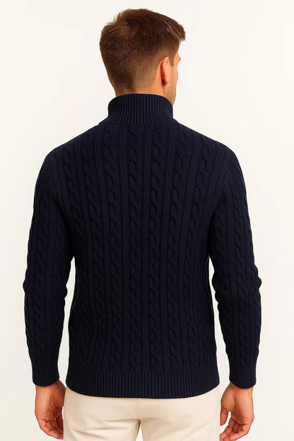 Maglione Uomo Primaverile Classico a Trecce con Zip