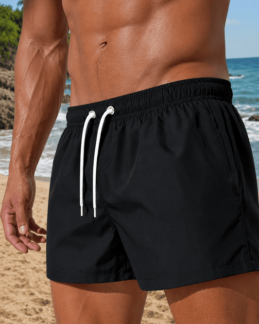 Black Men's Solid Color Shorts Comfortable with Pockets Summer — Lino Conti