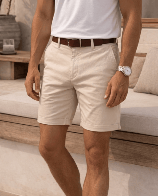 Pink Men's Tailored Twill Shorts Smart Casual Summer — Lino Conti
