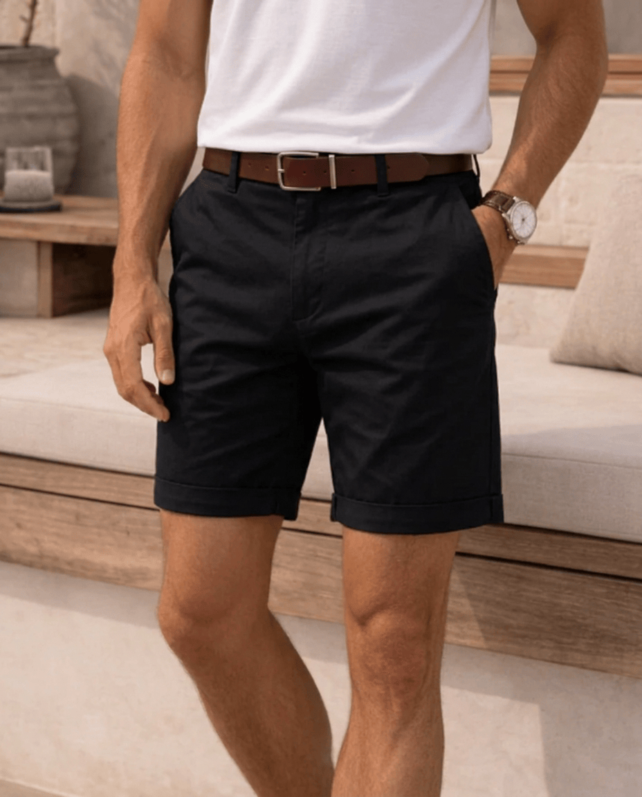 Yellow Men's Tailored Twill Shorts Smart Casual Summer — Lino Conti