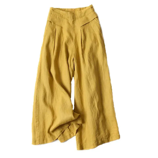 Pantaloni da Donna in Lino a Gamba Larga — vista frontale