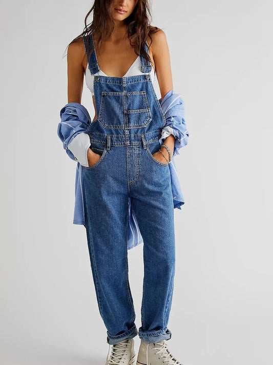 Salopette Jeans Donna in Denim — vista frontale