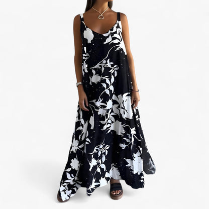 Vestito donna midi floreale astratto dalla vestibilità rilassata