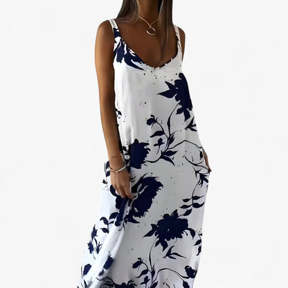 Vestito donna midi floreale astratto dalla vestibilità rilassata
