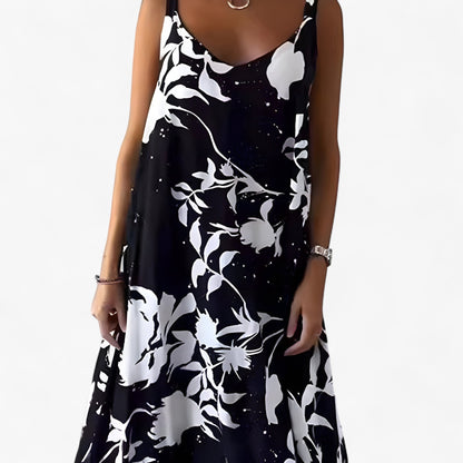Vestito donna midi floreale astratto dalla vestibilità rilassata