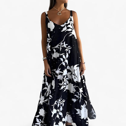 Vestito donna midi floreale astratto dalla vestibilità rilassata
