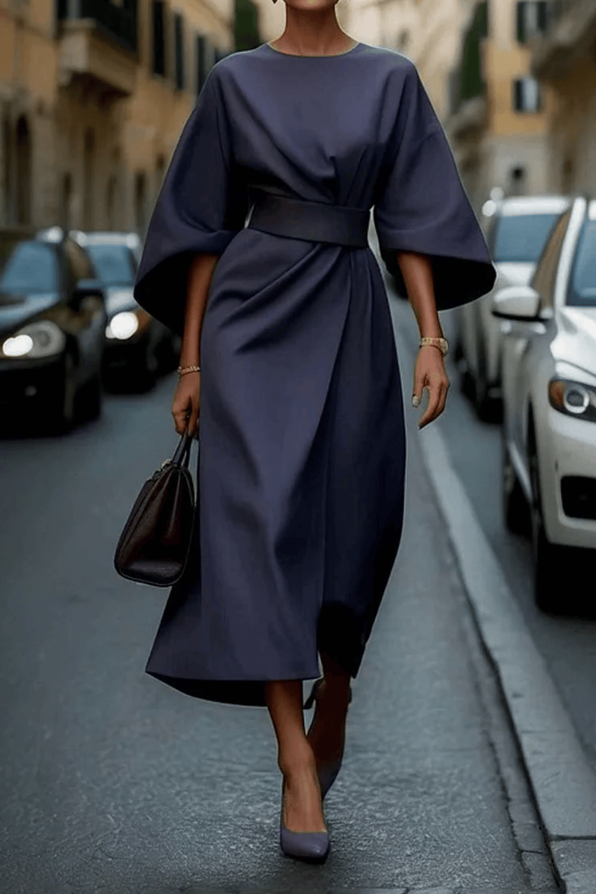 Vestito Midi Donna Annika | Cintura in Vita per Ufficio e Occasioni