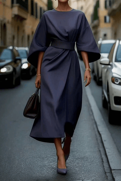 Vestito Midi Donna Annika | Cintura in Vita per Ufficio e Occasioni