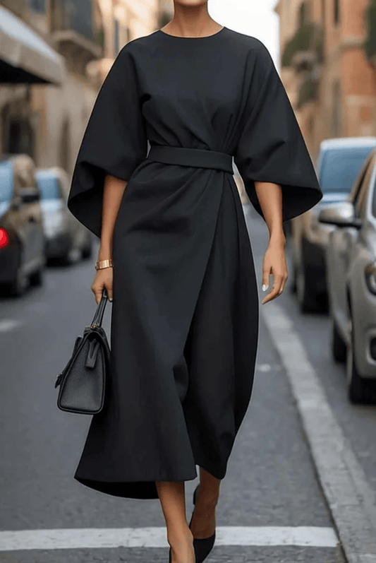 Vestito Midi Donna Annika | Cintura in Vita per Ufficio e Occasioni