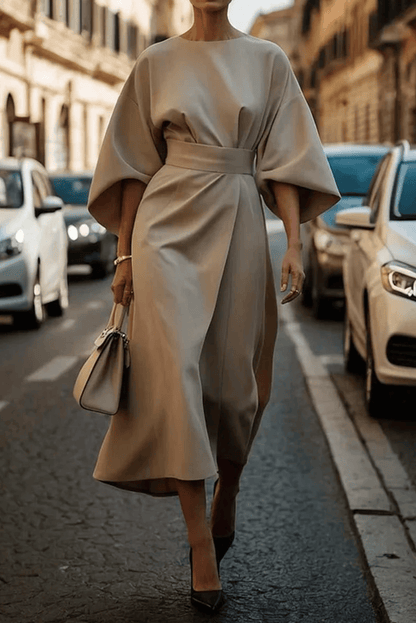 Vestito Midi Donna Annika | Cintura in Vita per Ufficio e Occasioni