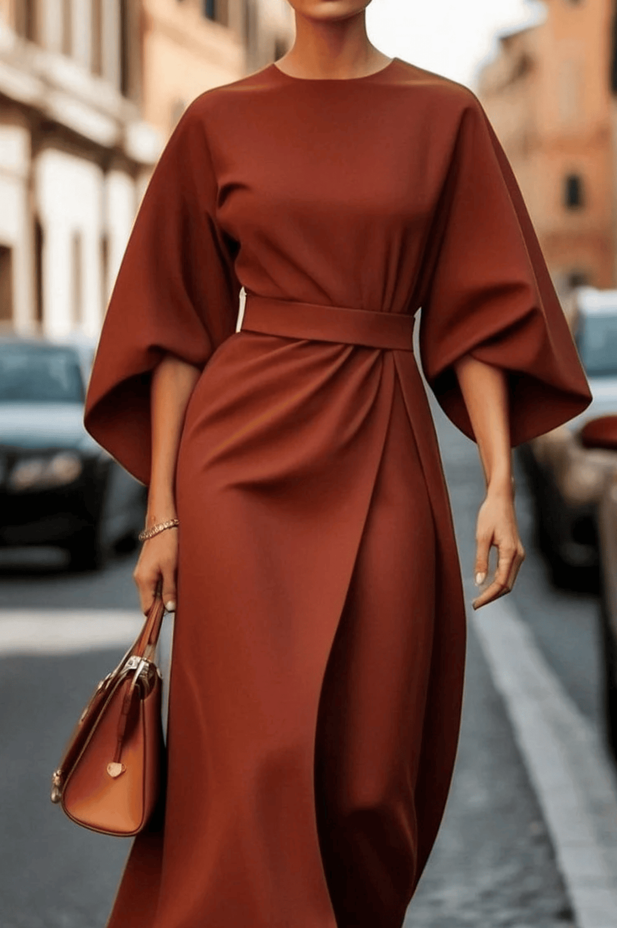 Vestito Midi Donna Annika | Cintura in Vita per Ufficio e Occasioni