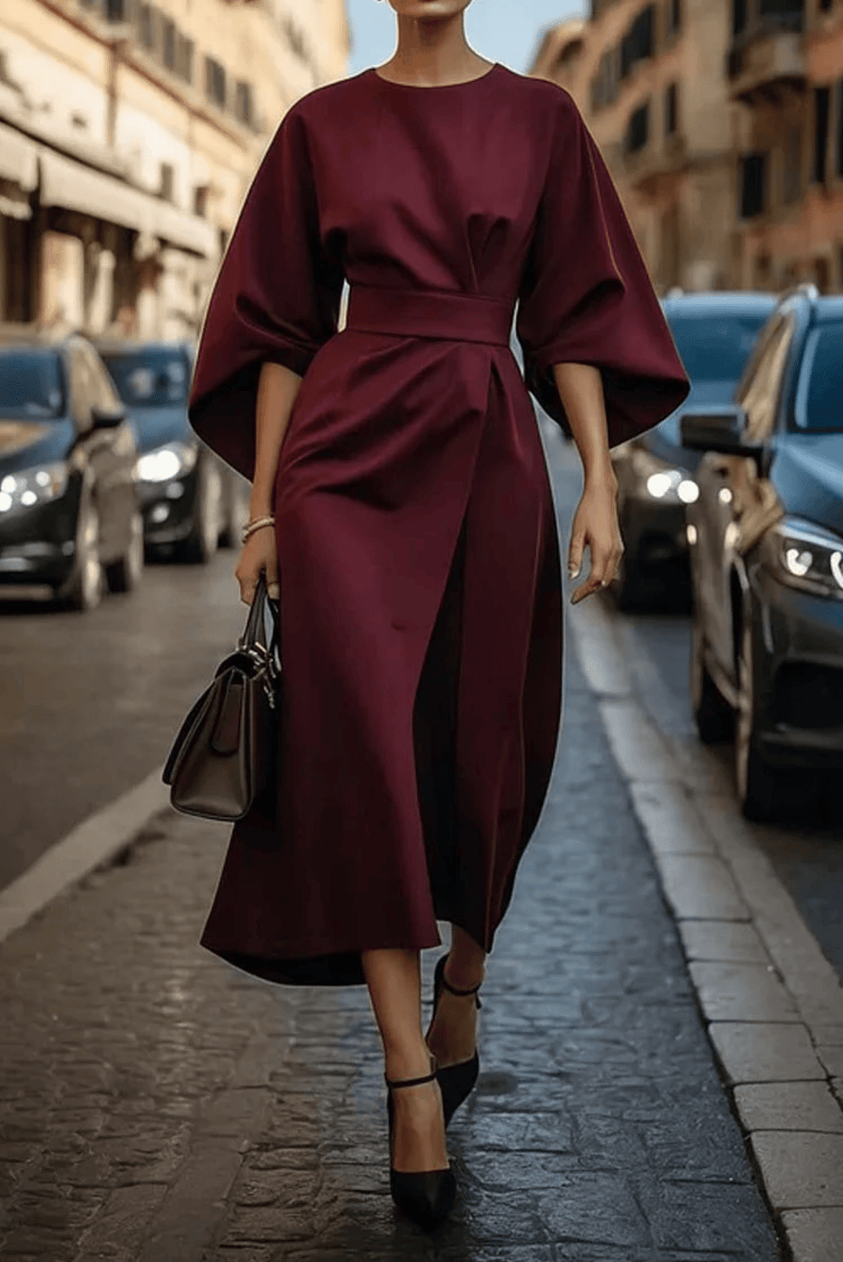 Vestito Midi Donna Annika | Cintura in Vita per Ufficio e Occasioni