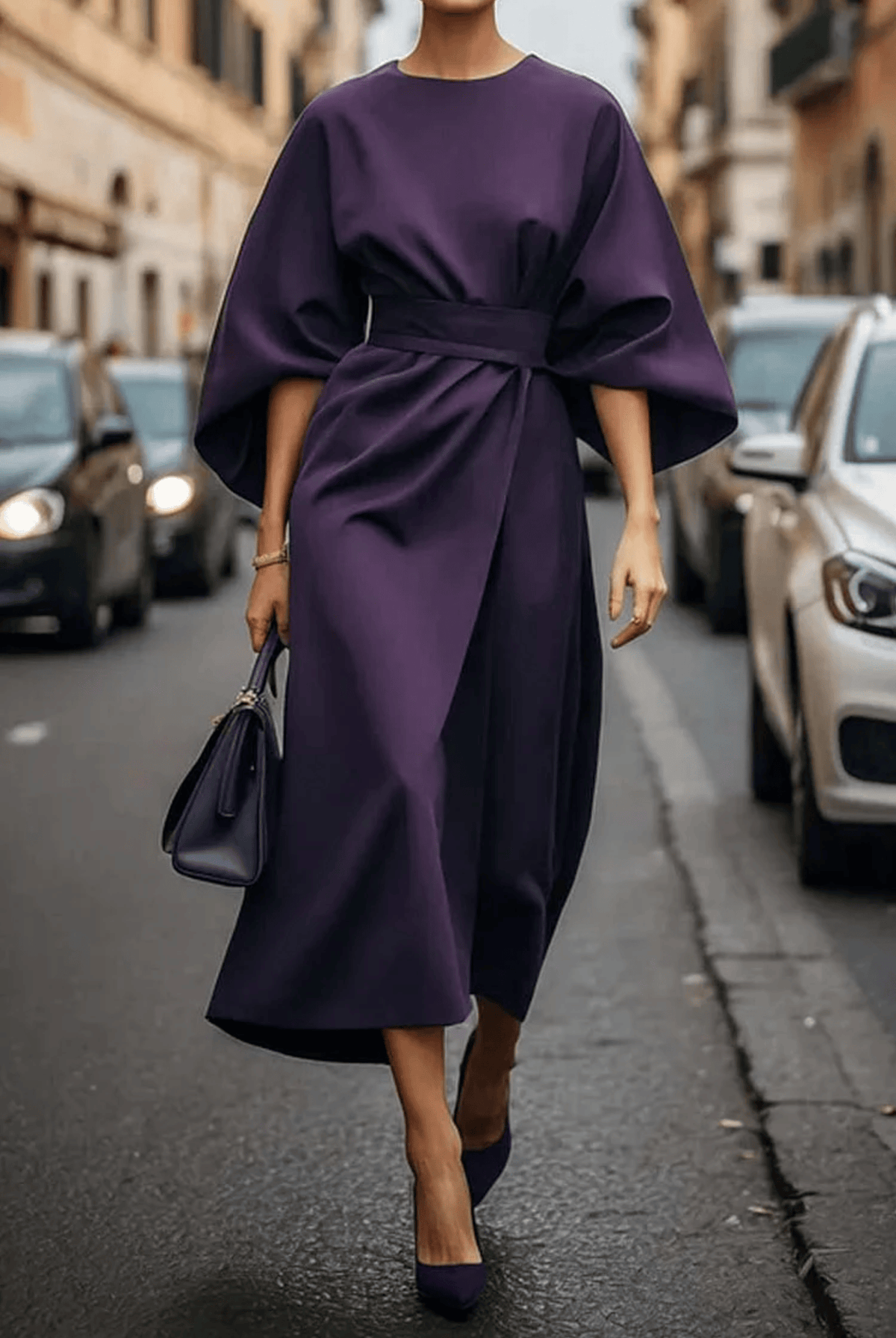 Vestito Midi Donna Annika | Cintura in Vita per Ufficio e Occasioni