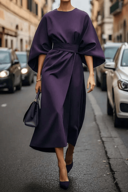 Vestito Midi Donna Annika | Cintura in Vita per Ufficio e Occasioni
