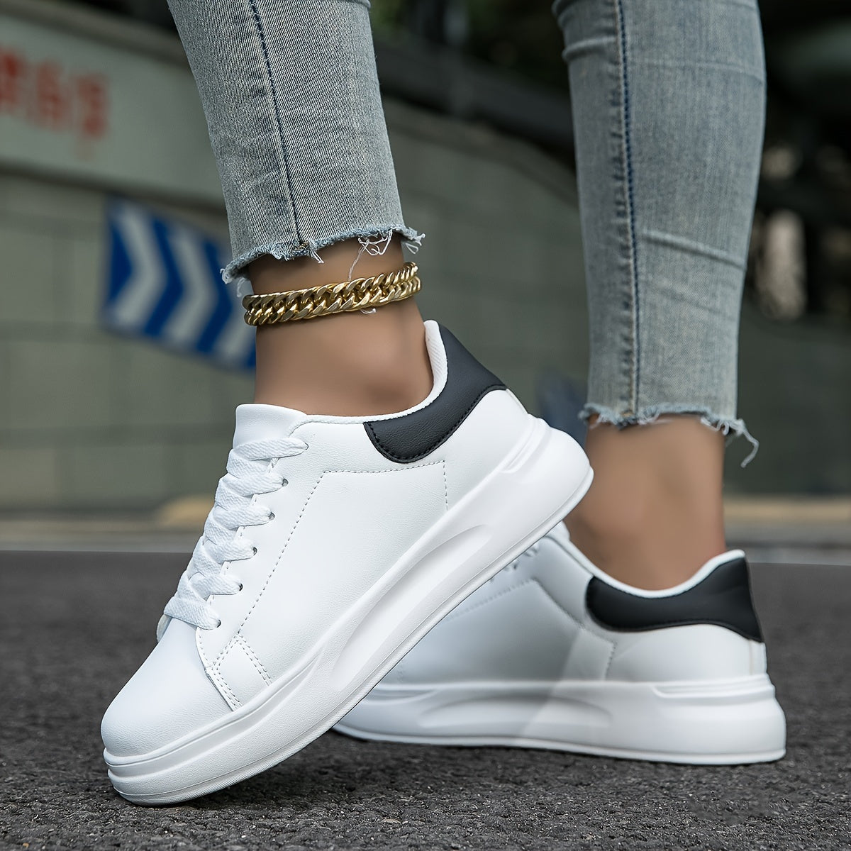 Sneaker Damen weiß – Kunstleder Low-Top Schuhe für Alltag & Freizeit