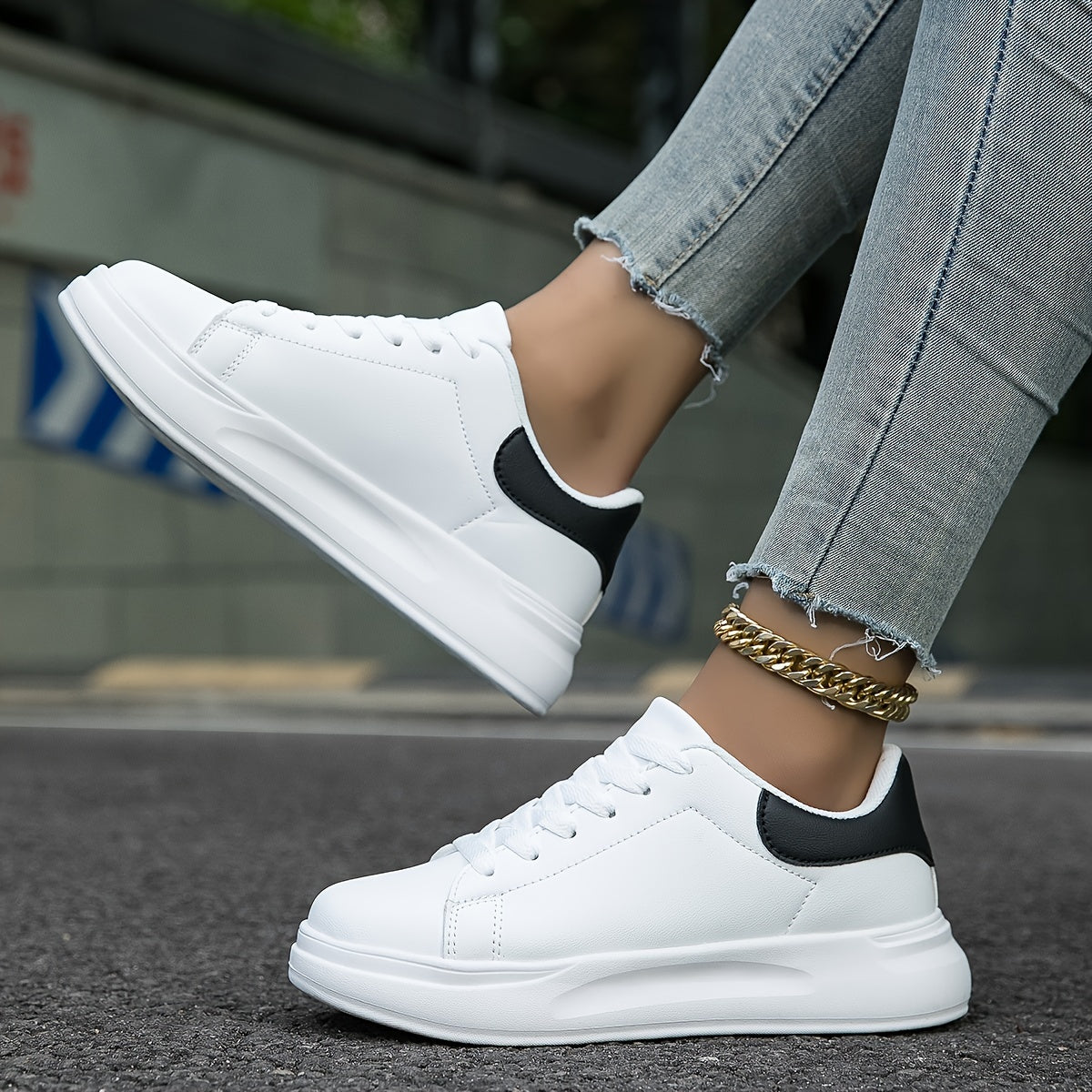 Sneaker Damen weiß – Kunstleder Low-Top Schuhe für Alltag & Freizeit
