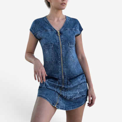 Abito Chemisier Midi Donna Havina in Denim con Bottoni Frontali